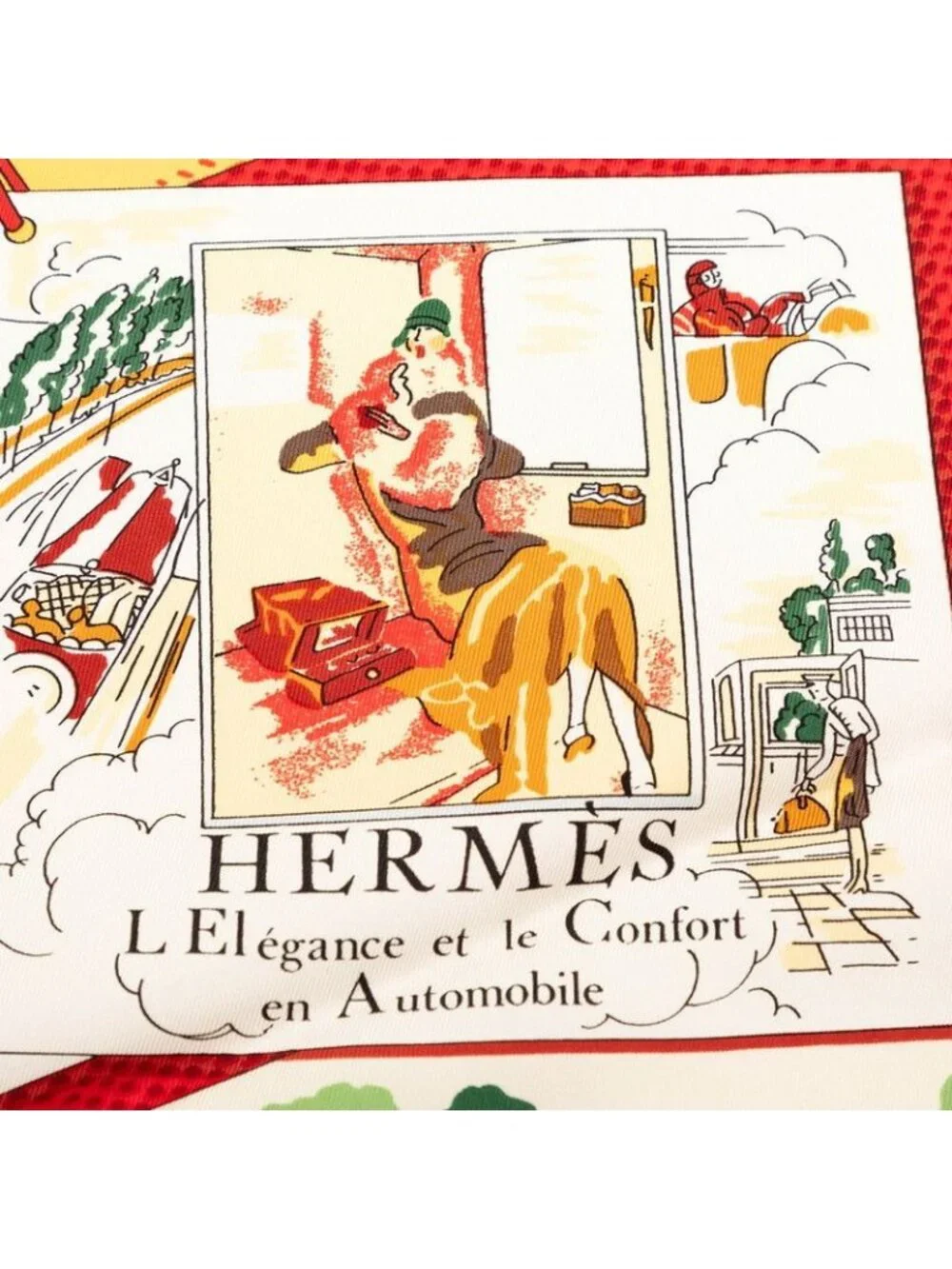 Hermes Carre 90 Confort en Automobile Car Comfort Scarf Red Multicolor Silk - Picture 5 of 8